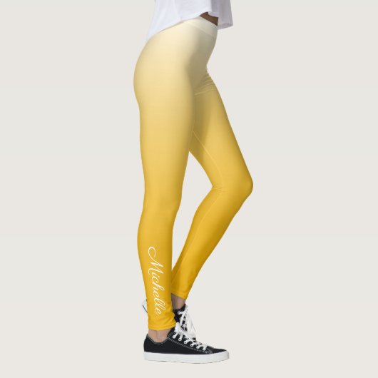 Gepersonaliseerde gradiënt ombre geel leggings (Rechts)