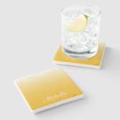 Gepersonaliseerde gradiënt ombre geel stenen onderzetter (Zijkant)