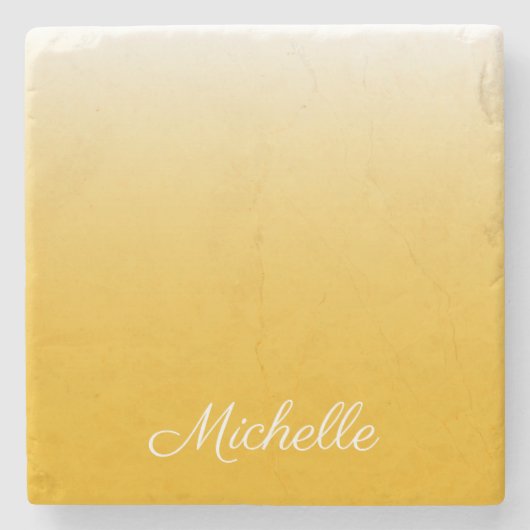 Gepersonaliseerde gradiënt ombre geel stenen onderzetter (Voorkant)