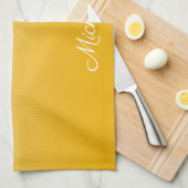 Gepersonaliseerde gradiënt ombre geel theedoek (Quarter Fold)