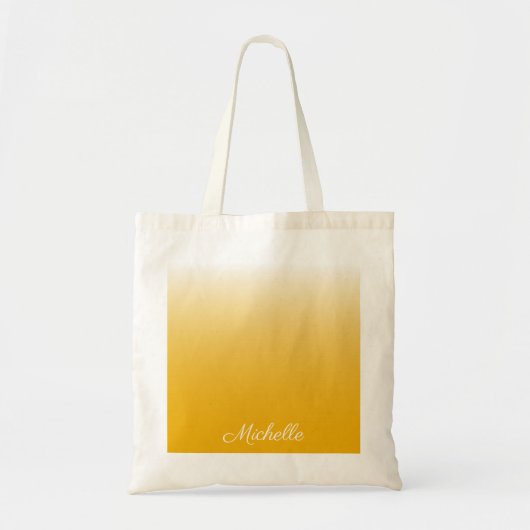 Gepersonaliseerde gradiënt ombre geel tote bag (Voorkant)