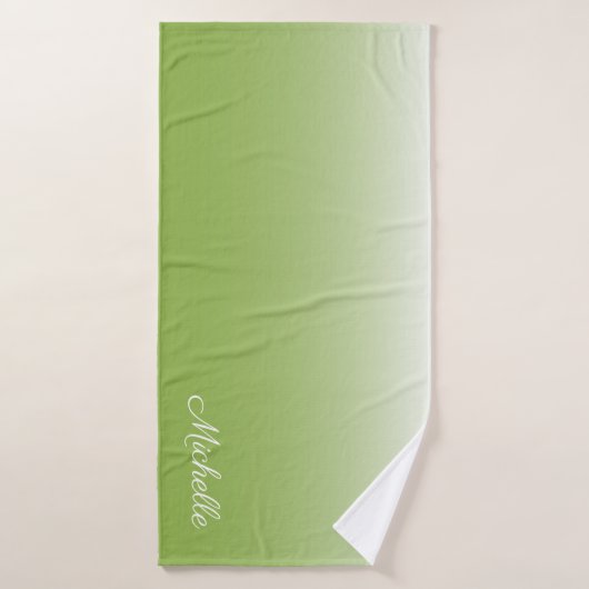 Gepersonaliseerde gradiënt ombre greenery green badhanddoek (Badhanddoek)
