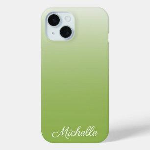 Gepersonaliseerde gradiënt ombre greenery green iPhone 15 case