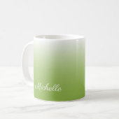 Gepersonaliseerde gradiënt ombre greenery green koffiemok (Voorkant links)