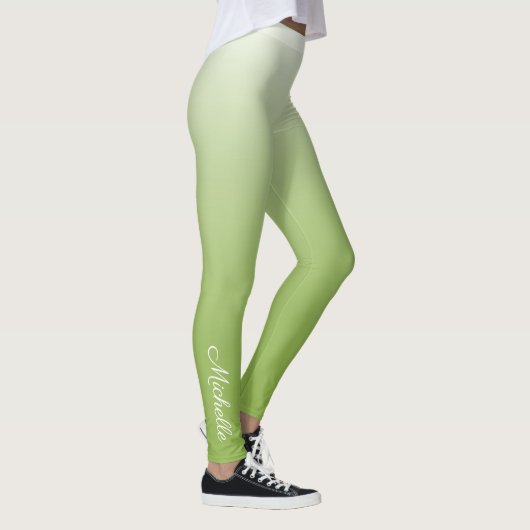 Gepersonaliseerde gradiënt ombre greenery green leggings (Rechts)