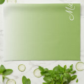 Gepersonaliseerde gradiënt ombre greenery green theedoek (Gevouwen)