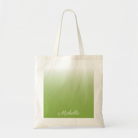 Gepersonaliseerde gradiënt ombre greenery green tote bag (Voorkant)