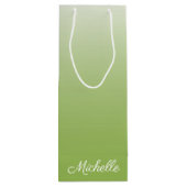 Gepersonaliseerde gradiënt ombre greenery green wijn cadeautas (Achterkant)