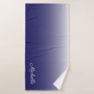 Gepersonaliseerde gradiënt ombre navy blue badhanddoek