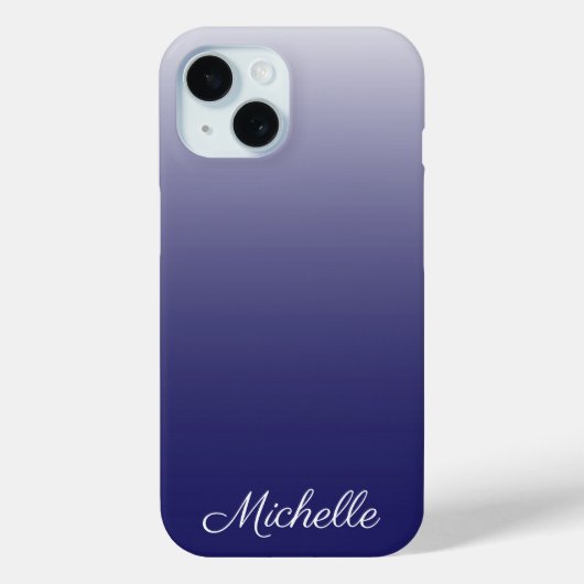 Gepersonaliseerde gradiënt ombre navy blue Case-Mate iPhone case (Achterkant)