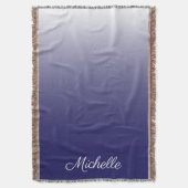Gepersonaliseerde gradiënt ombre navy blue deken (Voorkant Verticaal)