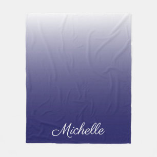 Gepersonaliseerde gradiënt ombre navy blue fleece deken
