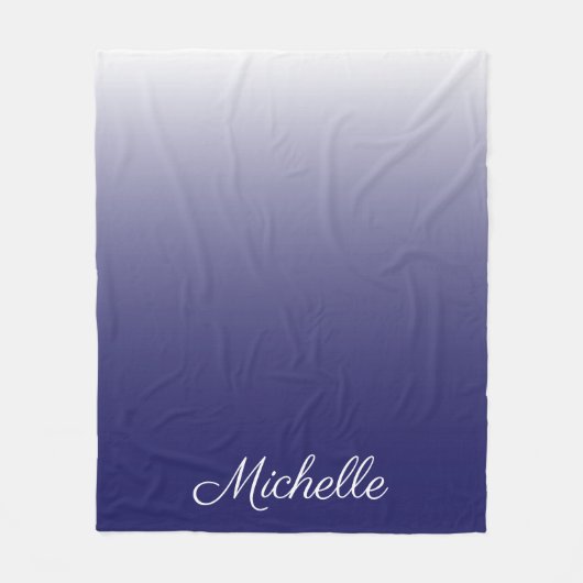 Gepersonaliseerde gradiënt ombre navy blue fleece deken (Voorkant)