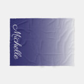 Gepersonaliseerde gradiënt ombre navy blue fleece deken (Voorkant (Horizontaal))