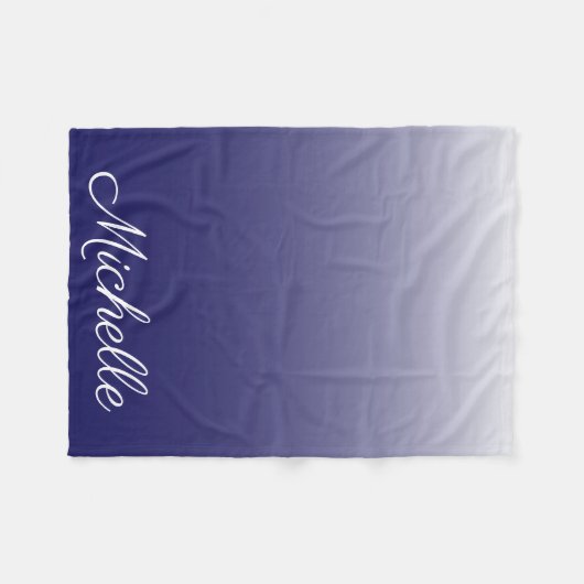 Gepersonaliseerde gradiënt ombre navy blue fleece deken (Voorkant (Horizontaal))