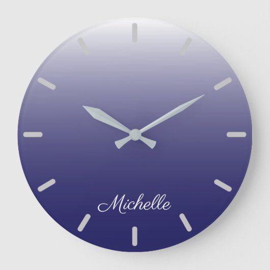 Gepersonaliseerde gradiënt ombre navy blue grote klok (Voorkant)