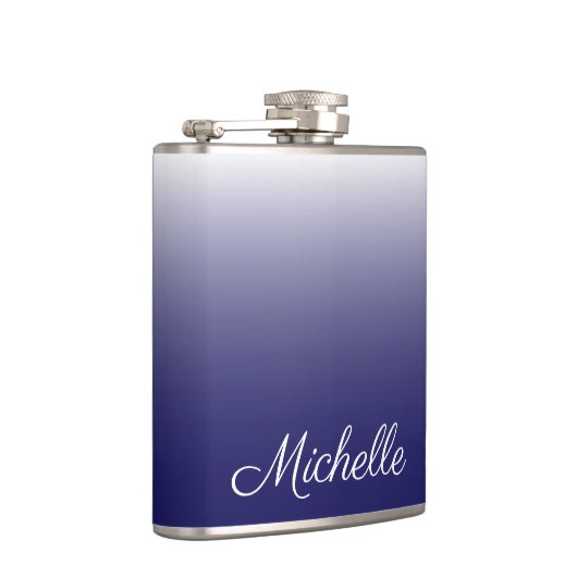 Gepersonaliseerde gradiënt ombre navy blue heupfles (Rechts)