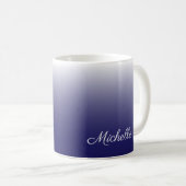 Gepersonaliseerde gradiënt ombre navy blue koffiemok (Voorkant rechts)