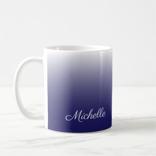 Gepersonaliseerde gradiënt ombre navy blue koffiemok (Links)