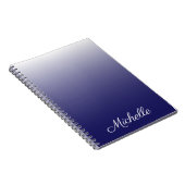 Gepersonaliseerde gradiënt ombre navy blue notitieboek (Rechterzijde)
