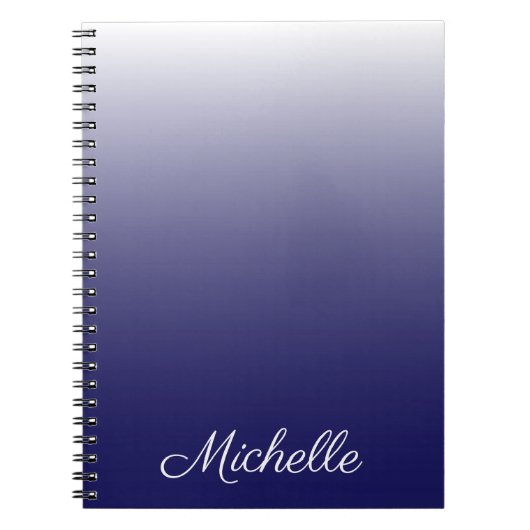 Gepersonaliseerde gradiënt ombre navy blue notitieboek (Voorkant)