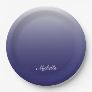 Gepersonaliseerde gradiënt ombre navy blue papieren bordje