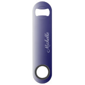Gepersonaliseerde gradiënt ombre navy blue speed flessenopener (Voorkant)