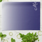 Gepersonaliseerde gradiënt ombre navy blue theedoek (Gevouwen)