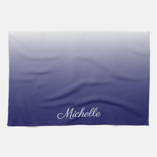 Gepersonaliseerde gradiënt ombre navy blue theedoek