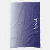 Gepersonaliseerde gradiënt ombre navy blue theedoek (Verticaal)