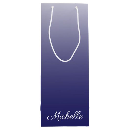 Gepersonaliseerde gradiënt ombre navy blue wijn cadeautas (Achterkant)