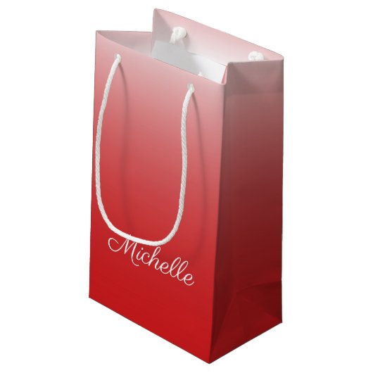 Gepersonaliseerde gradiënt ombre red klein cadeauzakje (Achterkant Gekanteld)