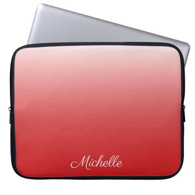 Gepersonaliseerde gradiënt ombre red laptop sleeve (Voorkant)