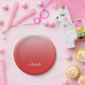 Gepersonaliseerde gradiënt ombre red papieren bordje (Feest)