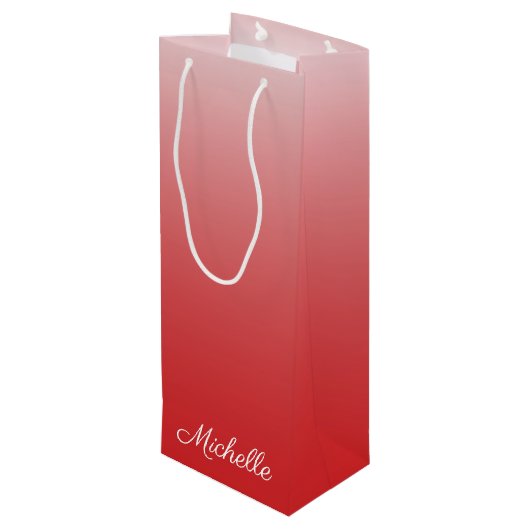 Gepersonaliseerde gradiënt ombre red wijn cadeautas (Achterkant Gekanteld)
