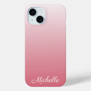 Gepersonaliseerde gradiënt ombre roze Hoesje-Mate iPhone 15 Case