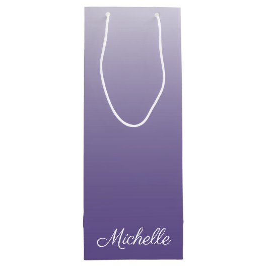 Gepersonaliseerde gradiënt ombre Ultra Violet Wijn Cadeautas (Achterkant)