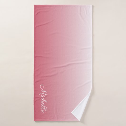 Gepersonaliseerde gradiënt ombre zalm roze badhanddoek (Badhanddoek)