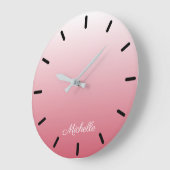 Gepersonaliseerde gradiënt ombre zalm roze grote klok (Hoek)