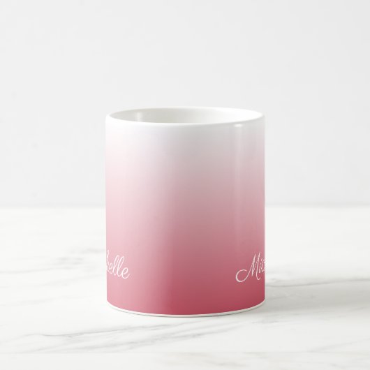 Gepersonaliseerde gradiënt ombre zalm roze koffiemok (Center)