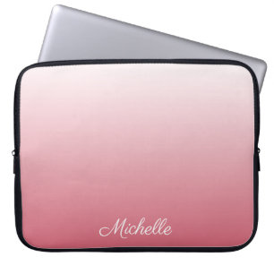 Gepersonaliseerde gradiënt ombre zalm roze laptop sleeve