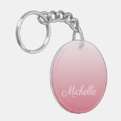 Gepersonaliseerde gradiënt ombre zalm roze sleutelhanger (Voorkant Links)