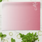 Gepersonaliseerde gradiënt ombre zalm roze theedoek (Gevouwen)