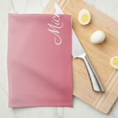 Gepersonaliseerde gradiënt ombre zalm roze theedoek (Quarter Fold)