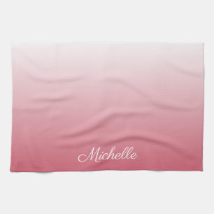 Gepersonaliseerde gradiënt ombre zalm roze theedoek