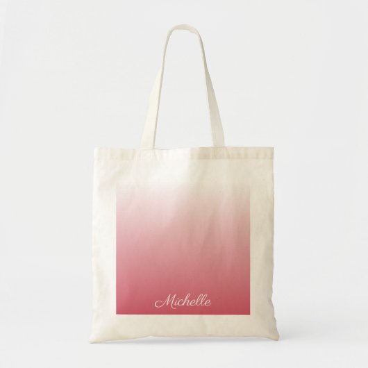 Gepersonaliseerde gradiënt ombre zalm roze tote bag (Voorkant)
