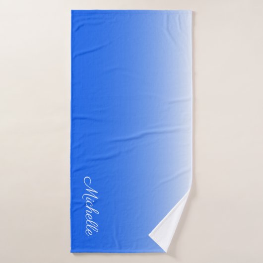 Gepersonaliseerde gradiëntombre elektrisch blauw badhanddoek (Badhanddoek)