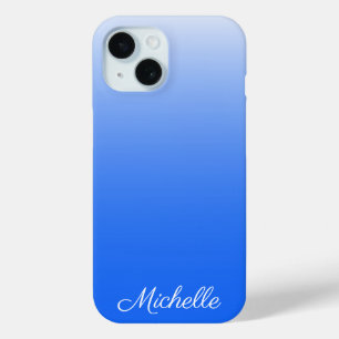 Gepersonaliseerde gradiëntombre elektrisch blauw iPhone 15 case