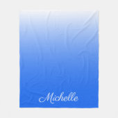 Gepersonaliseerde gradiëntombre elektrisch blauw fleece deken (Voorkant)