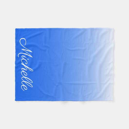 Gepersonaliseerde gradiëntombre elektrisch blauw fleece deken (Voorkant (Horizontaal))